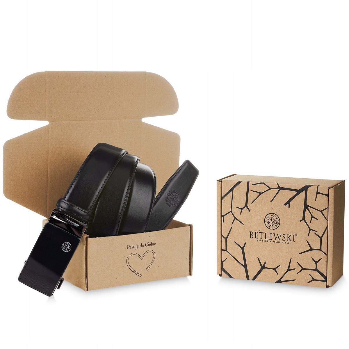 BETLEWSKI C35-KO CZARNY 100 Skórzany pasek męski ELITE