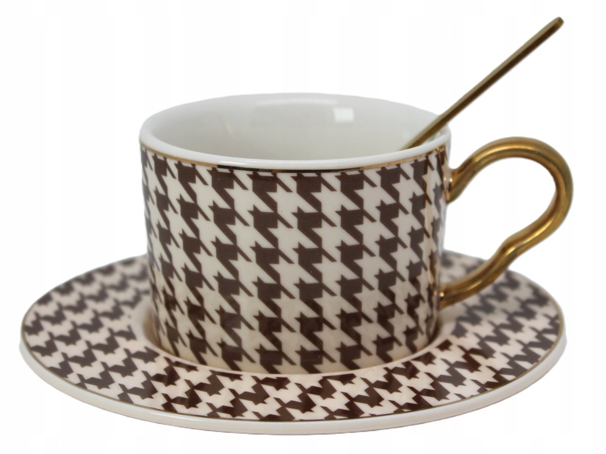 ELEGANCKI ZESTAW FILIŻANKA+SPODEK+ŁYŻECZKA