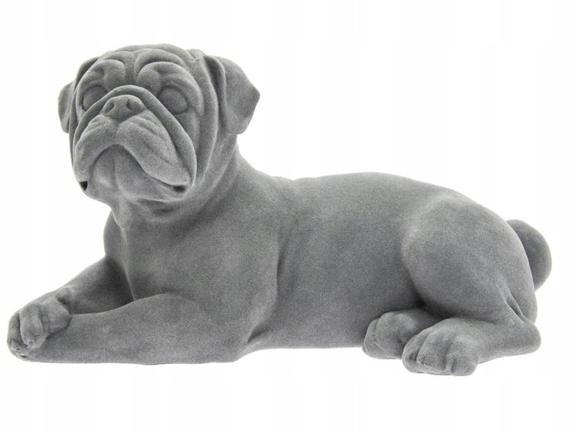 FIGURKA PIES MOPS W POZYCJI LEŻĄCEJ - ELEGANCKA DEKORACJA