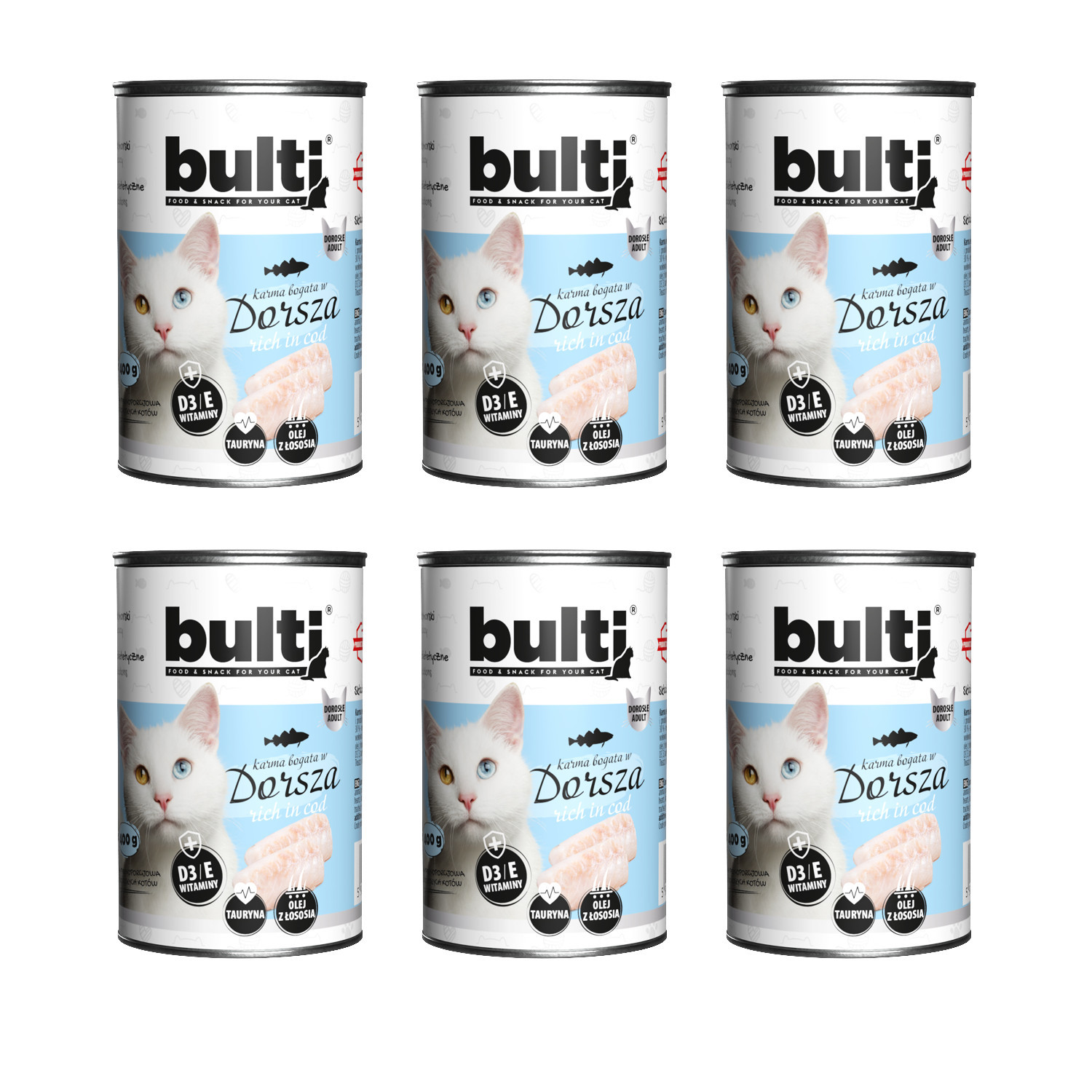 BULTI Mielonka bogata w dorsza - mokra karma dla kota - 6x400g