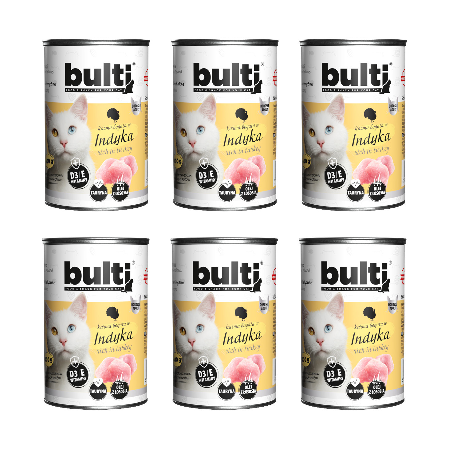 BULTI Mielonka bogata w indyka - mokra karma dla kota - 6x400g