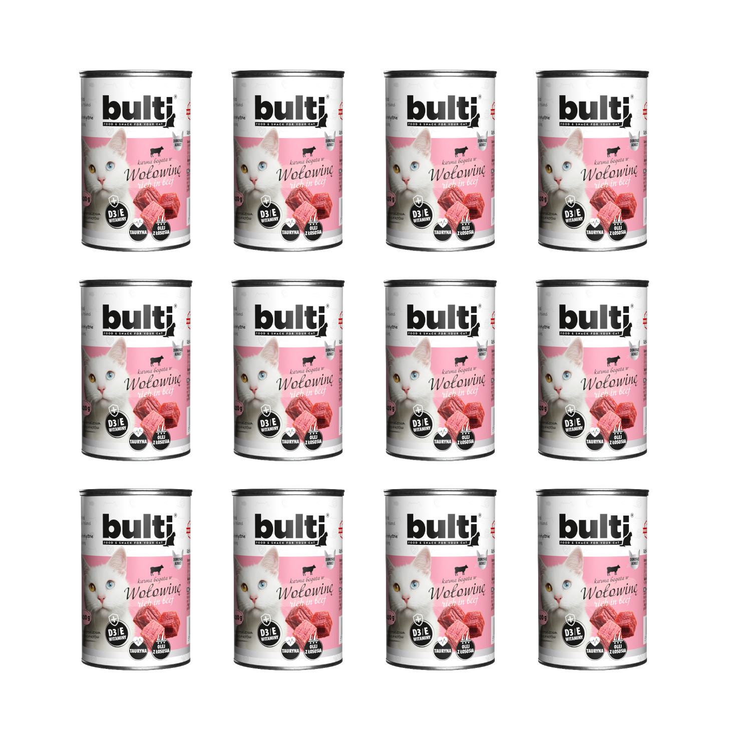 BULTI Mielonka bogata w wołowinę - mokra karma dla kota - 12x400g
