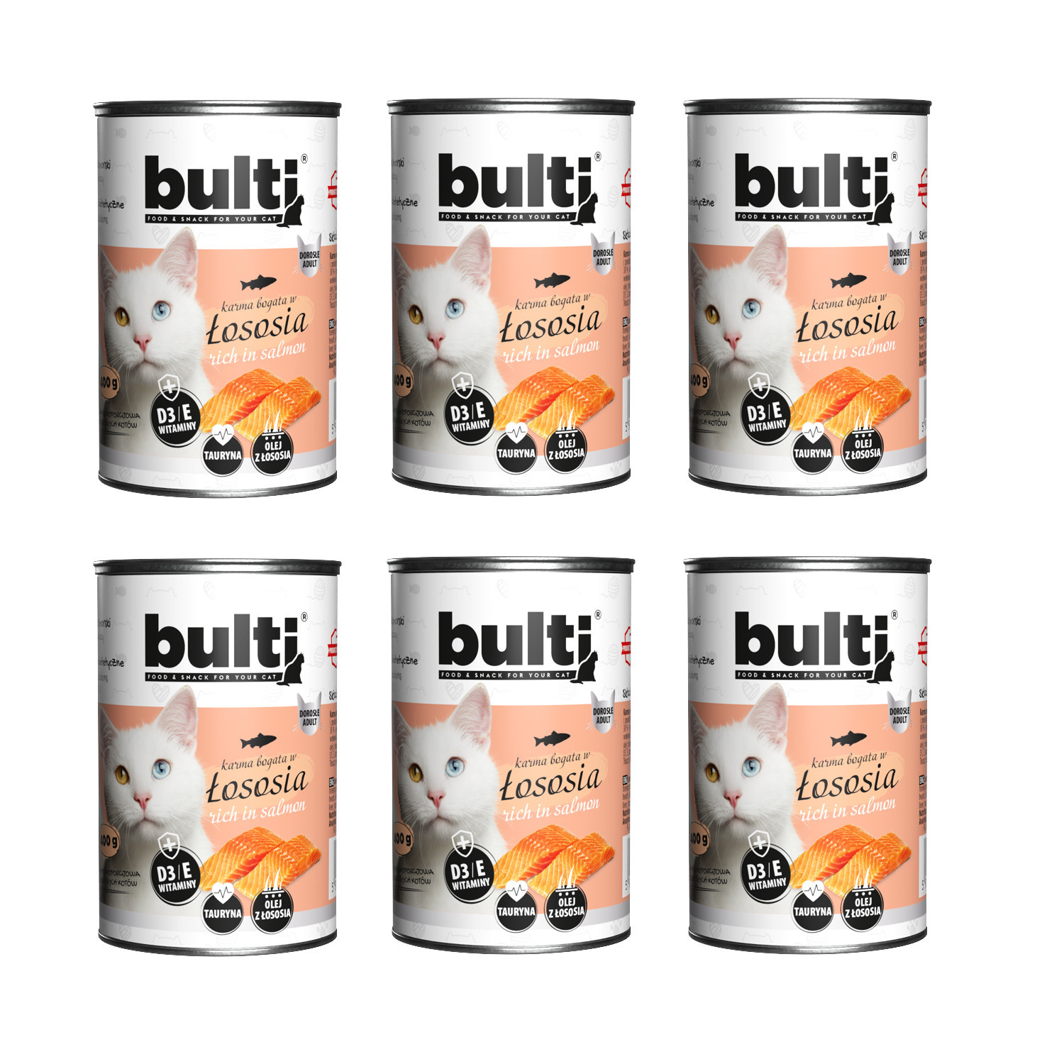 BULTI Mielonka bogata w łososia - mokra karma dla kota - 6x400g