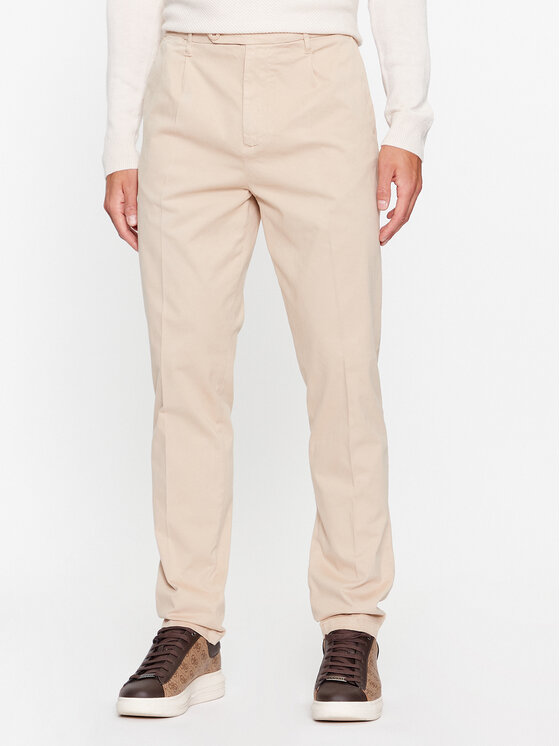 Guess Spodnie materiałowe Noah M3BB27 WFPMA Beżowy Slim Fit