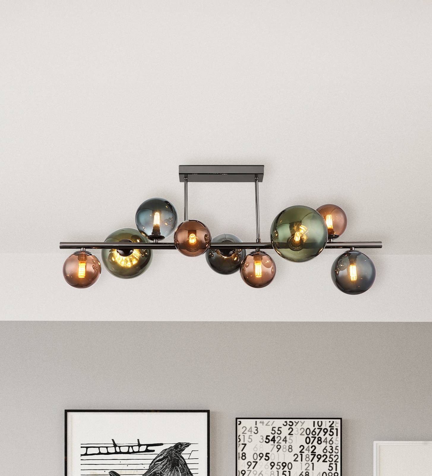 Globo Lampa sufitowa Riha, aluminiowy / szary / cynkowy, salon / jadalnia, szkło