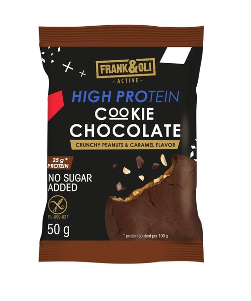 Ciastko Proteinowe o Smaku Chrupiących Orzeszków Ziemnych i Karmelu Frank&oli, 50g