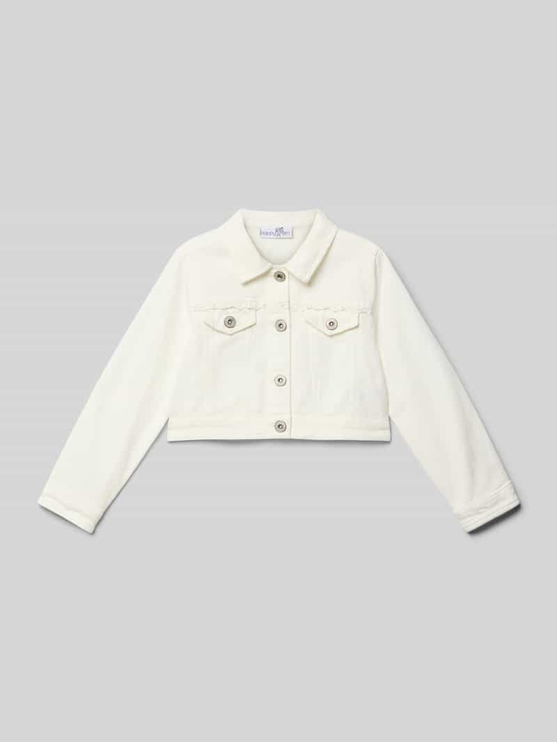 Kurtka jeansowa o kroju regular fit z koronkowymi bodiurami