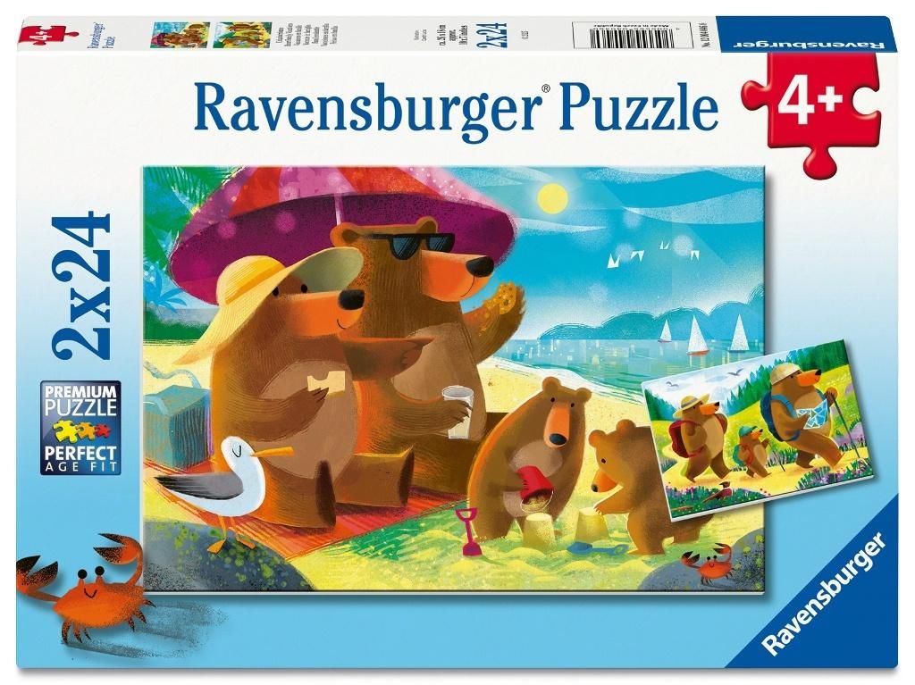Puzzle dla dzieci 2D: Misie na wakacjach 2x24el Ravensburger - puzzle