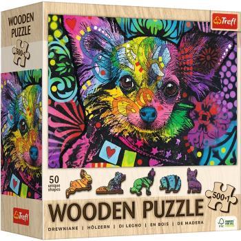 Puzzle drewniane 501 el. Kolorowy szczeniak Trefl - puzzle
