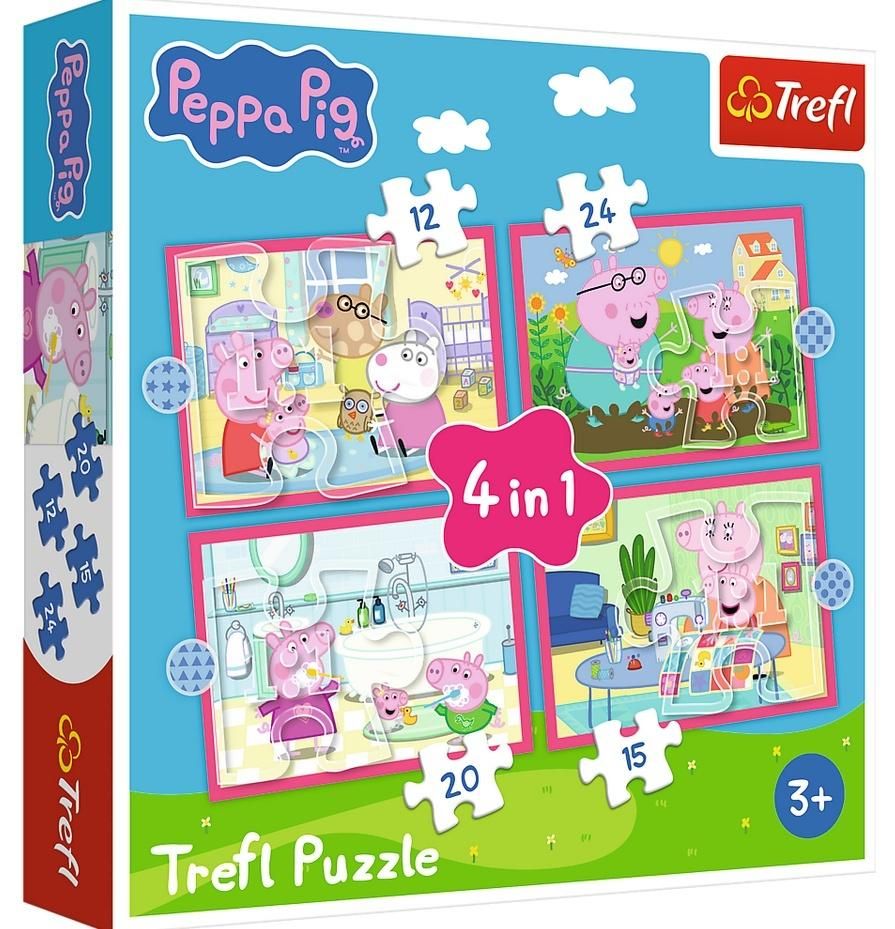 Puzzle 4w1 Peppa uwielbia przygody Trefl - puzzle