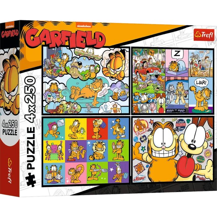 Puzzle 4x250 Garfield nie lubi poniedziałków Trefl - puzzle