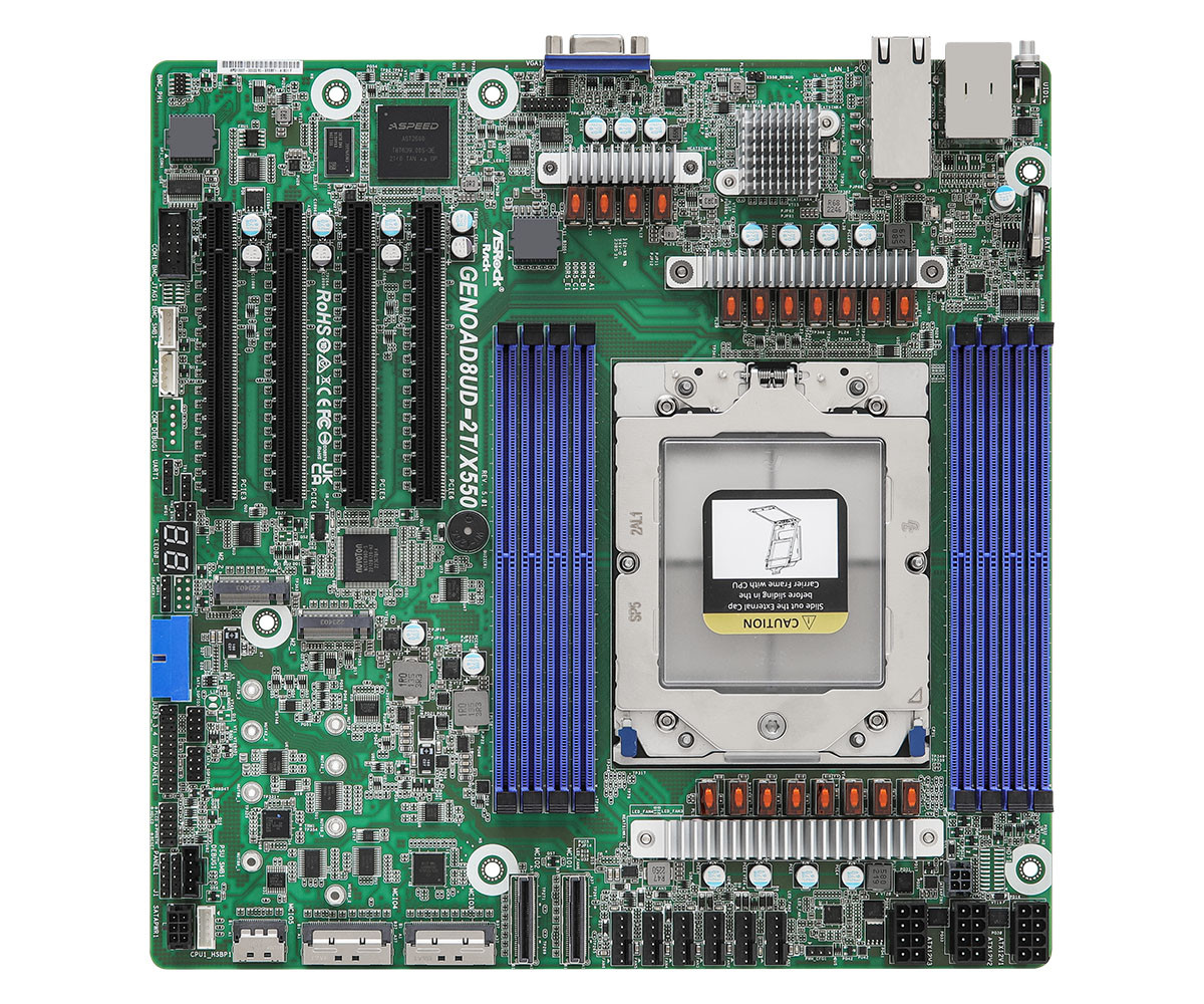 ASRock GENOAD8UD-2T/X550 1x SP5 AMD Epyc 9004 SoC (8xDIMM, SATA, 2xM.2, 2x10GbE, IPMI)