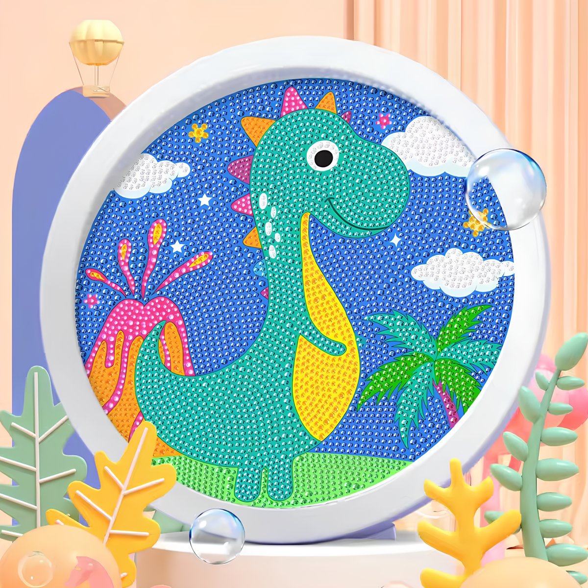 HAFT DIAMENTOWY MOZAIKA DIAMENTOWA DINOZAUR SMOK PREZENT DLA CHŁOPCA DZIECKA WYSZYWANIE DIAMENTAMI