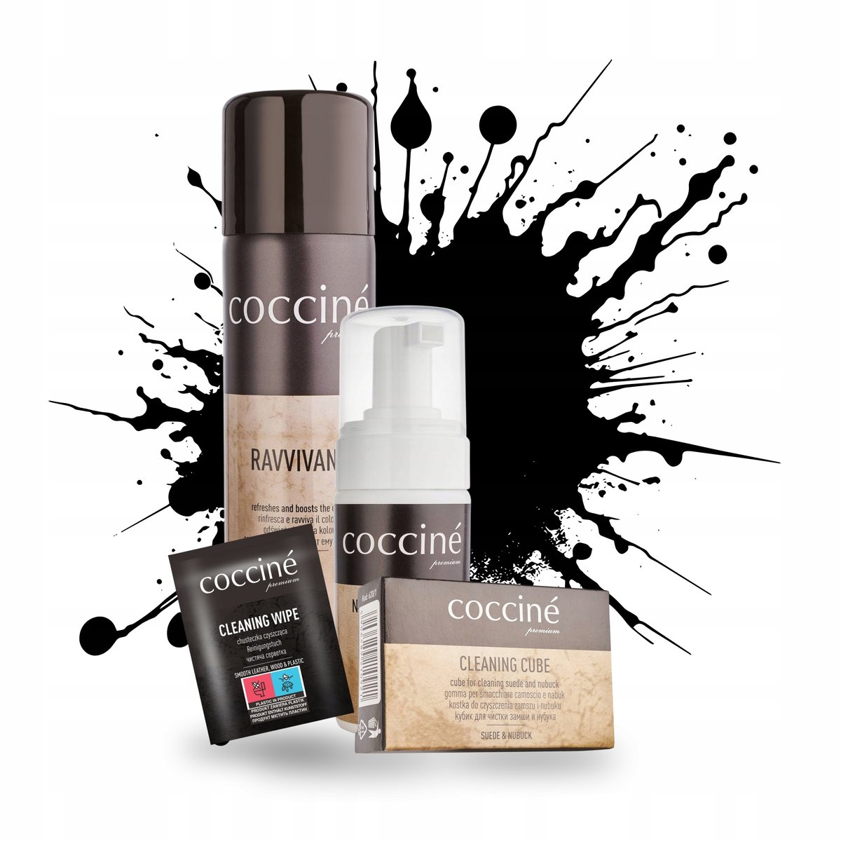 Do Czyszczenia i Renowacji Koloru Butów Nubuk Zamsz Zestaw Coccine 4 w 1