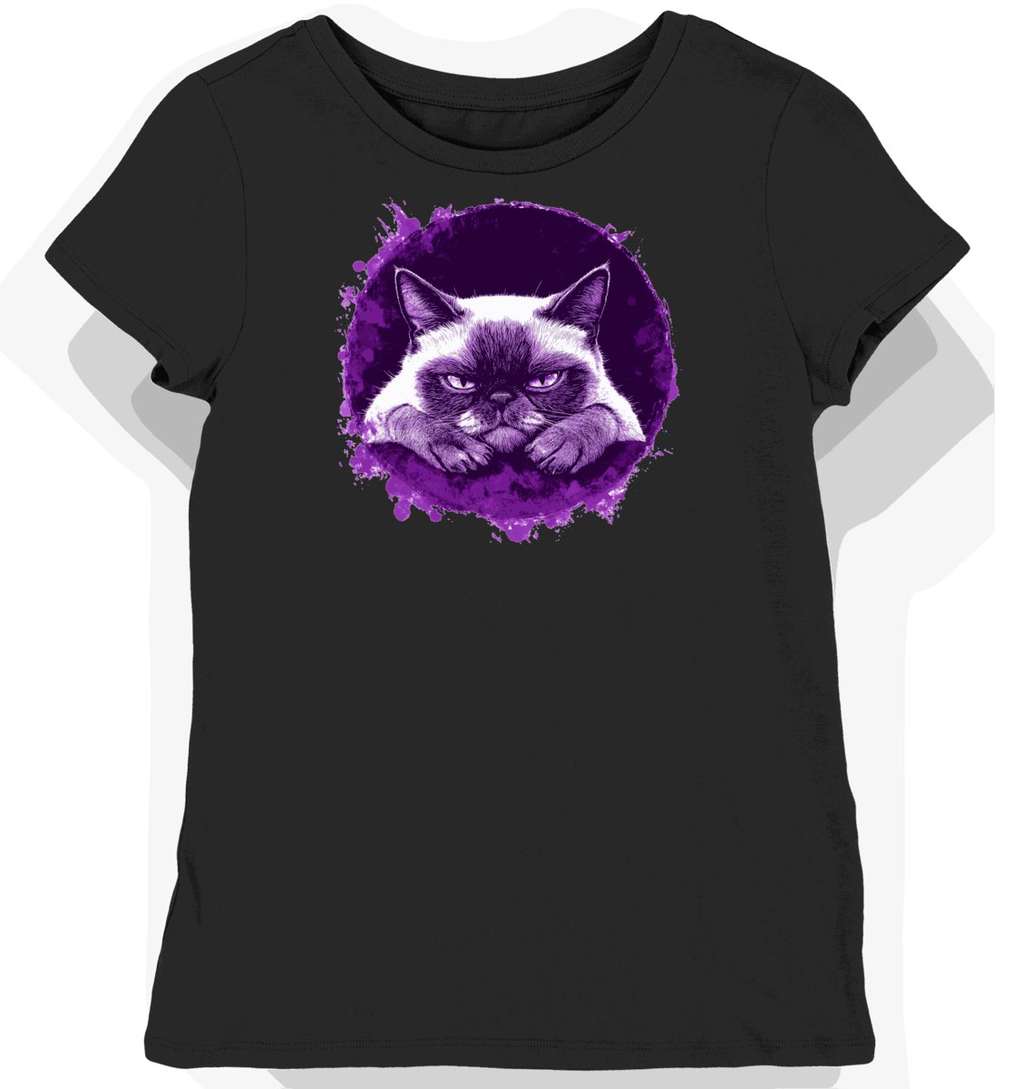 Koszulka damska czarna z nadrukiem Grumpy Cat dla fanów humoru XS