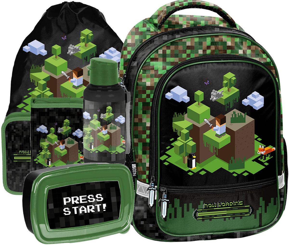 ZESTAW szkolny Plecak Tornister Minecraft Press Start KLASA 1-3