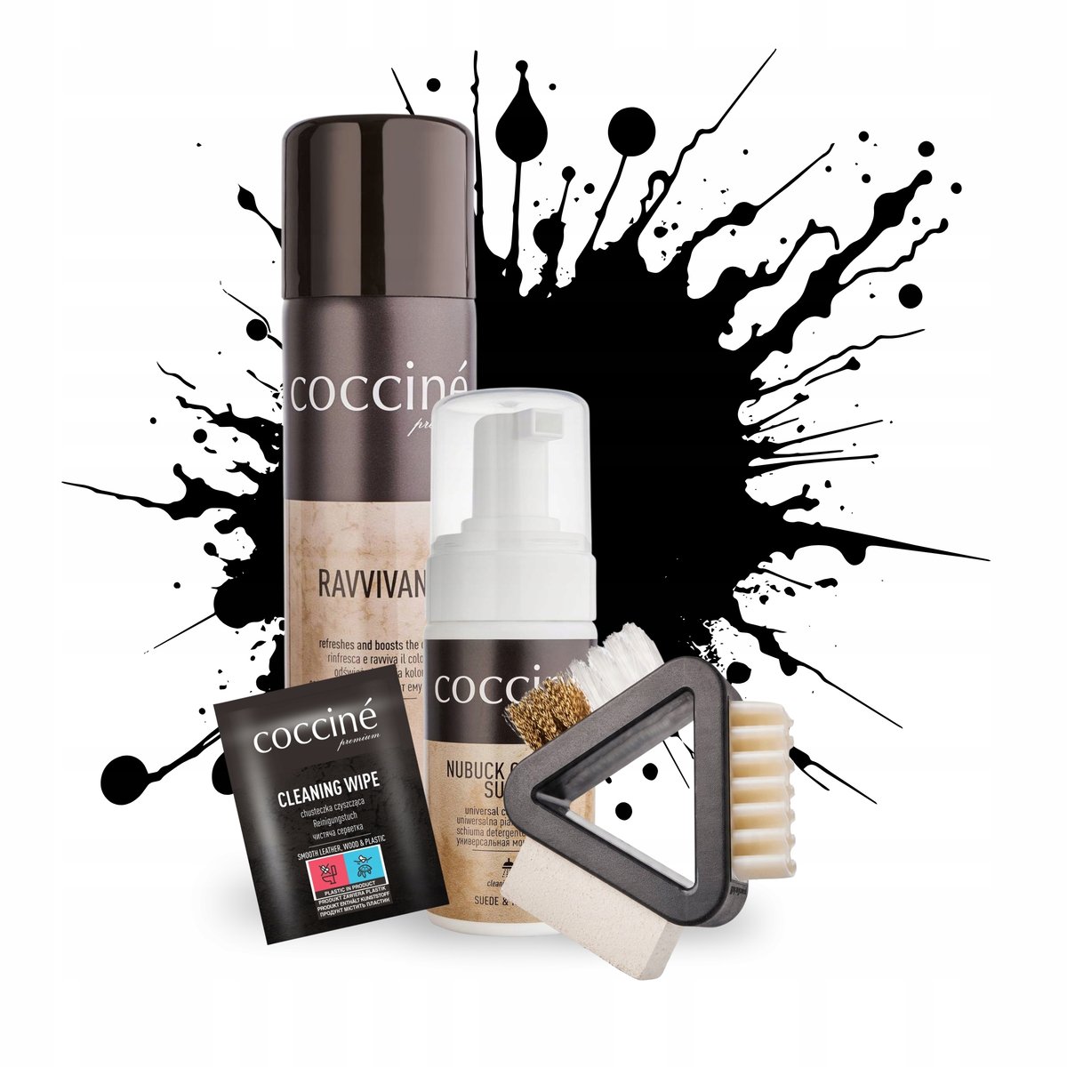 Do Czyszczenia i Renowacji Koloru Butów z Zamszu Nubuku Zestaw Coccine 4w1