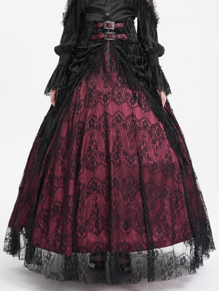 spódnica DEVIL FASHION - BLACK AND RED GOTHIC GORGEOUS -L