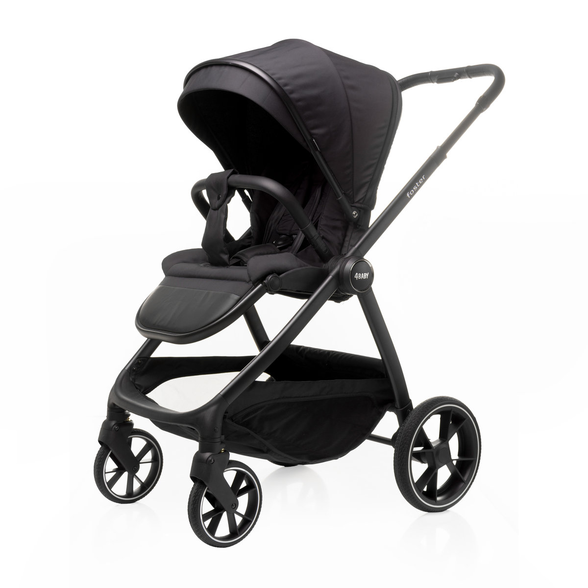 4Baby Foster Black Wózek Spacerowy • duże amortyzowane koła • siedzisko przodem/tyłem • lekki 0-22KG
