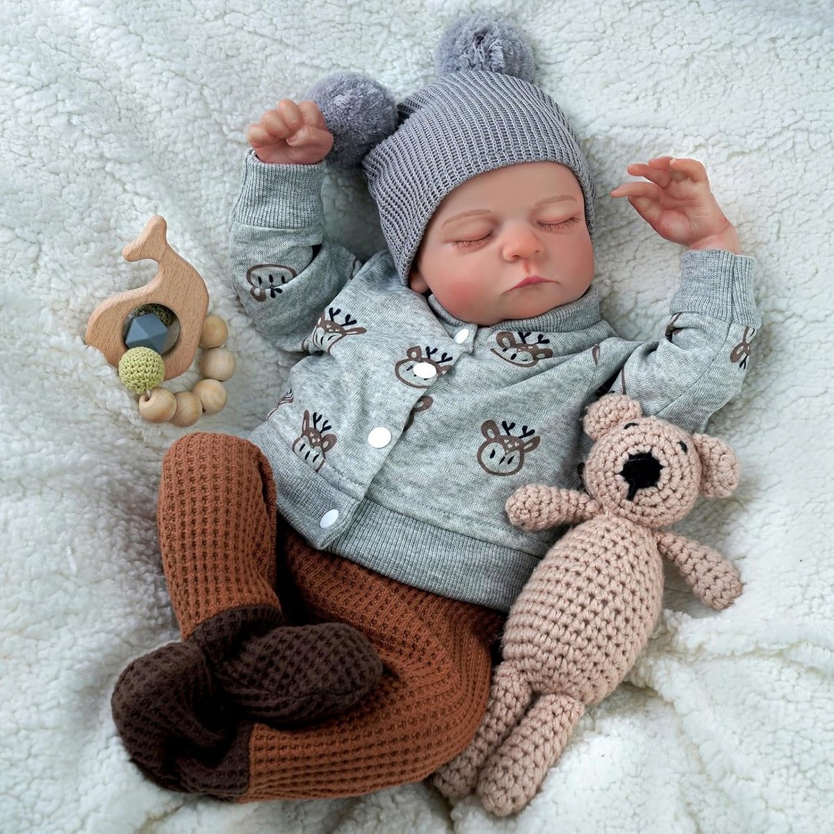 JIZHI Reborn Baby 43cm – realistyczna lalka chłopiec z akcesoriami miękka
