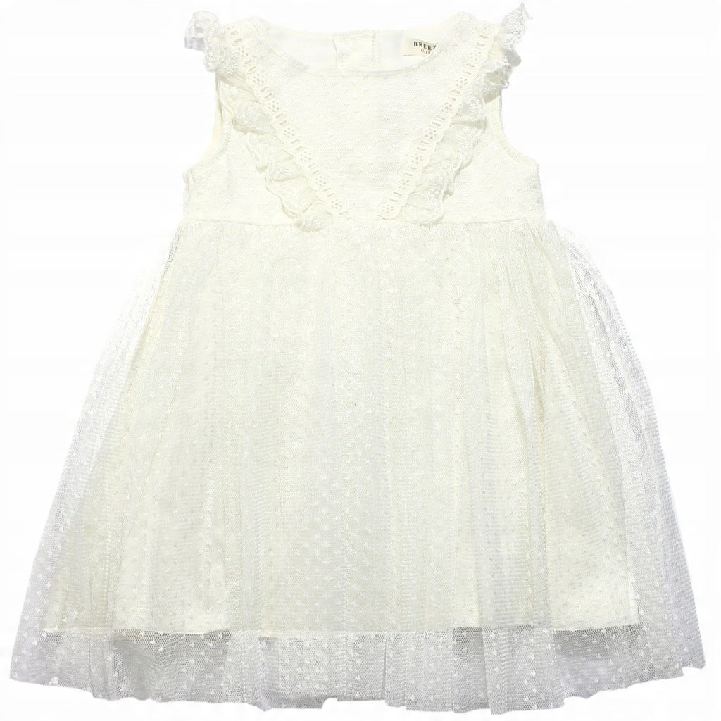 Elegancka SUKIENKA Koronka TIUL Falbanka ECRU 92