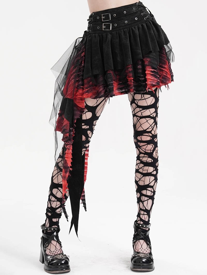 spódniczka DEVIL FASHION - BLACK AND RED GOTHIC PUNK -XL