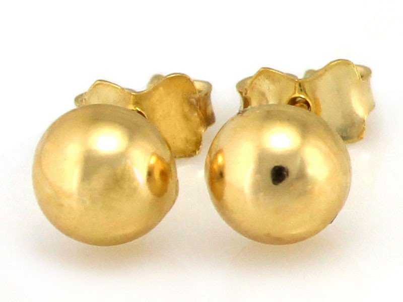 Kolczyki złote 585 pinezki na sztyft 6mm