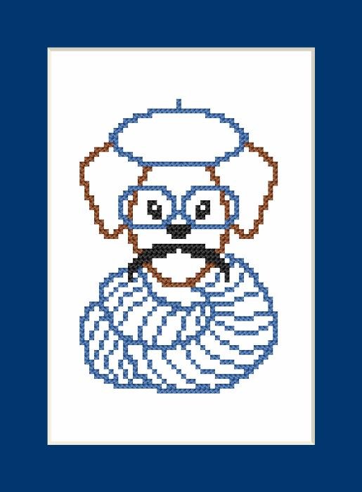 Haft krzyżykowy - Zestaw do haftu - Kartka - Hipster dog boy II