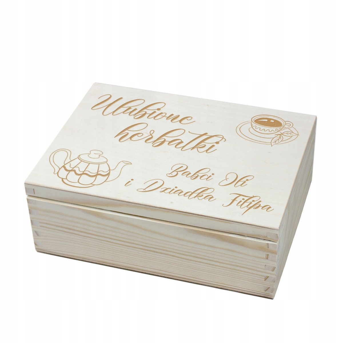 Pudełko na herbatę z grawerem z imionami Dzień Babci Dzień Dziadka