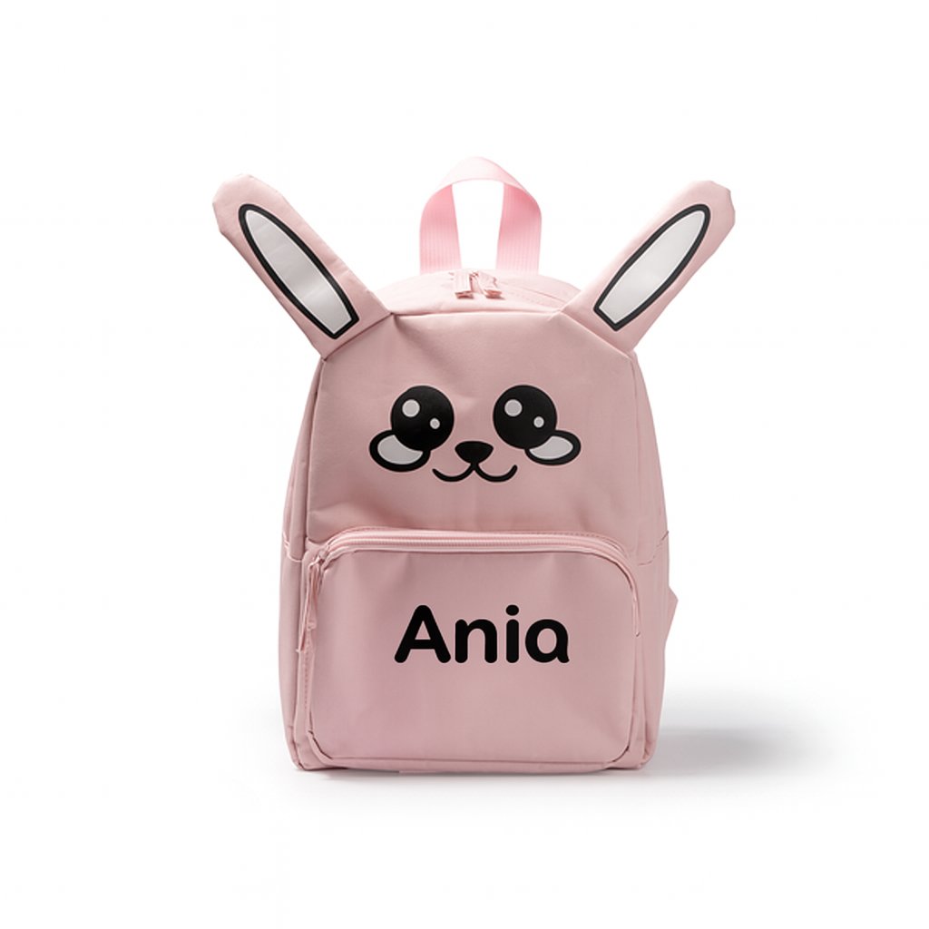 Plecak dziecięcy różowy z motywem królika i imieniem personalizowany