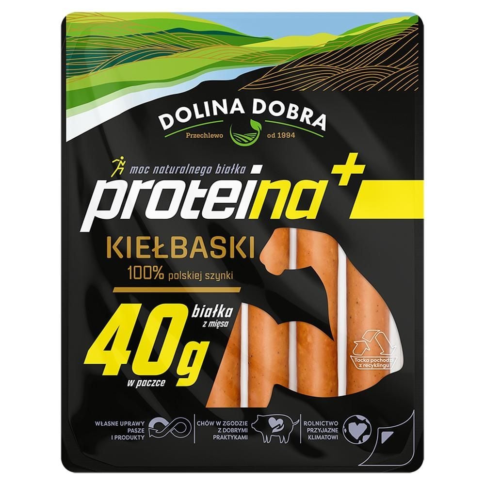 Dolina Dobra Proteina+ Kiełbaski 100 % polskiej szynki 200 g