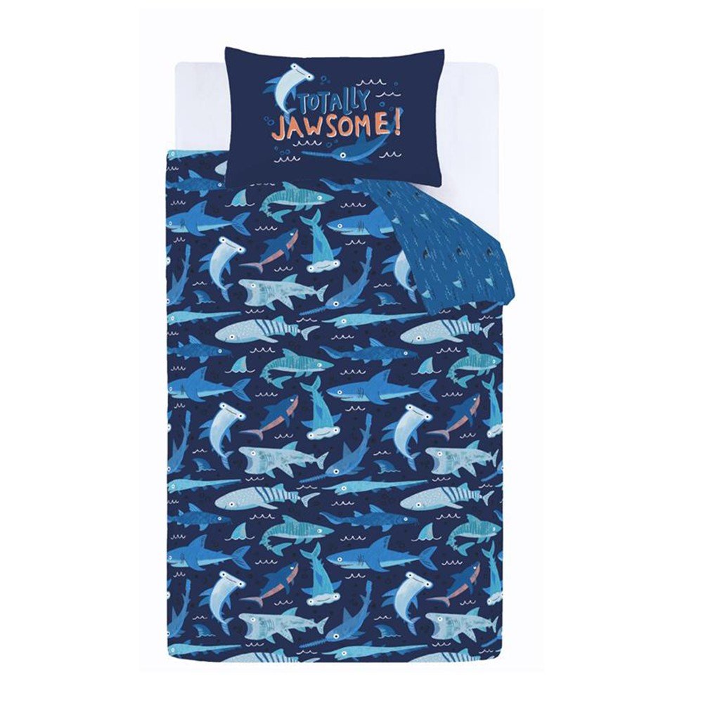 Niebieska pościel dziecięca jednoosobowa 135x200 cm Jawsome Shark – Catherine Lansfield