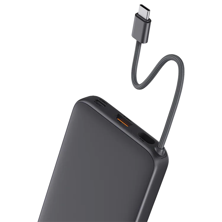 Aukey Powerbank 10000 mAh o mocy 22.5W z wbudowanym kablem USB-C PB-Y53GY Spark Sling 10000 Lite Plus