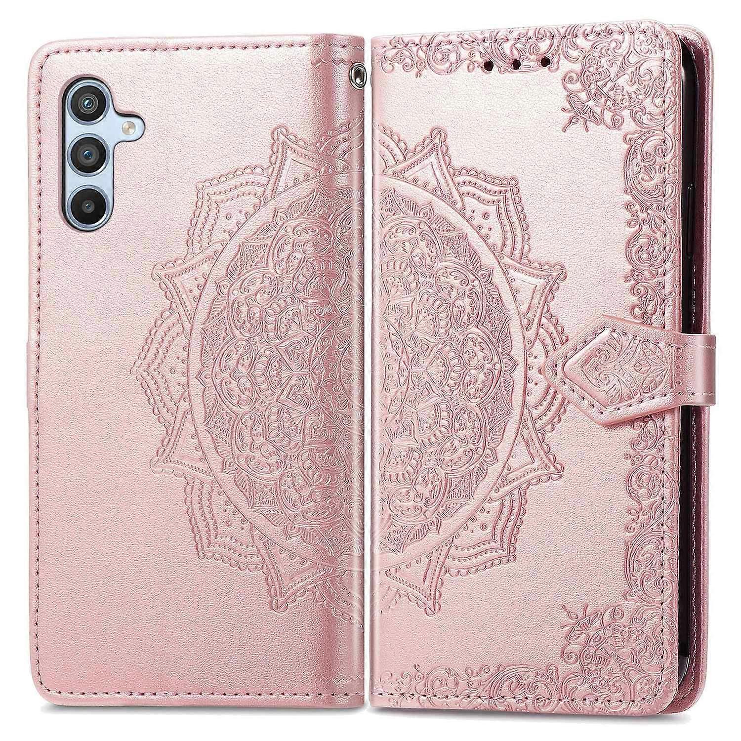 Dla Samsung Galaxy A56 5G Etui Portfel Mandala Kwiat Skórzany pokrowiec na telefon Stand View Wielobarwny Rose Gold