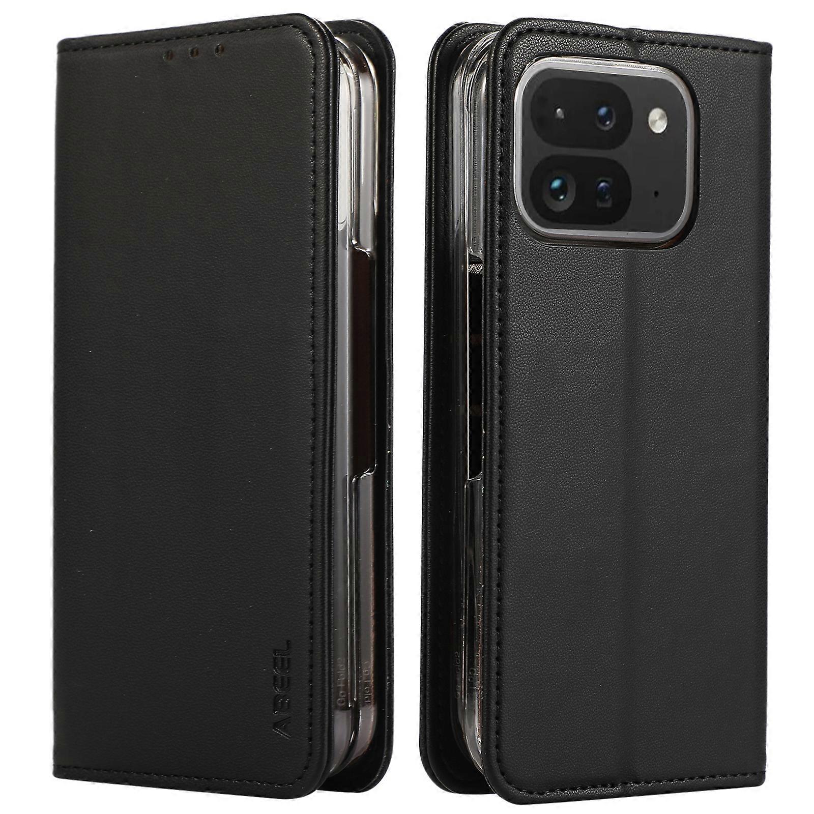 Do Google Pixel 9 Pro Fold 5G Etui na telefon RFID blokujące skórzaną klapkę Czarny