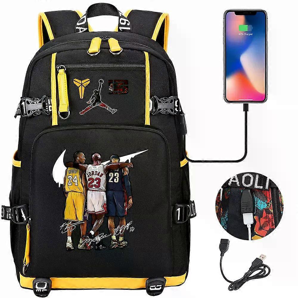 Kobe Bryant Michael Jordan I Lebron James Plecak Z Nadrukiem Torba Podróżna Torba Szkolna Studentka Torba KomputerŻółta