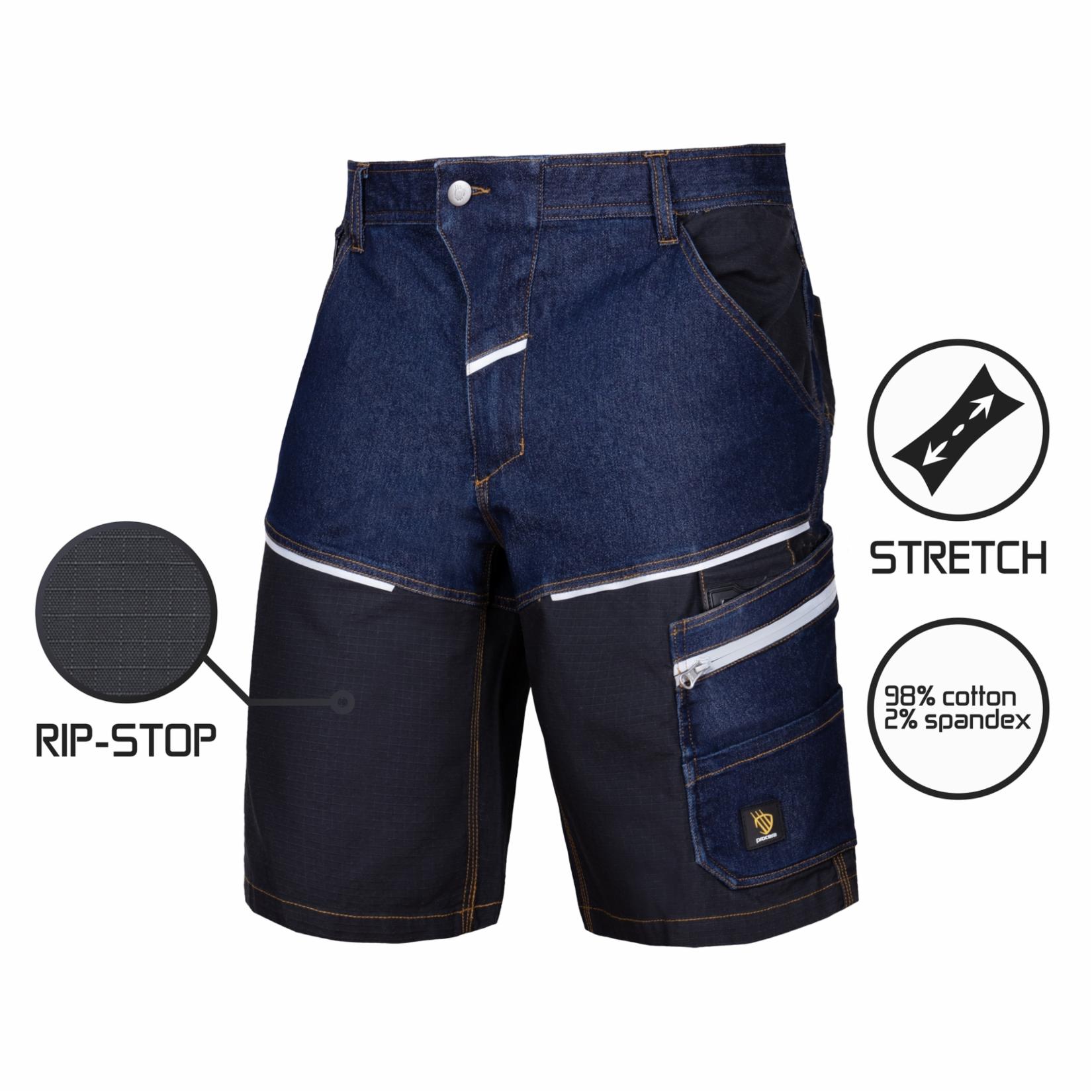 PROCERA SPODNIE KRÓTKIE funkcjonalnych kieszeni odblaskowe detale wytrzymała tkanina skład 98% bawełna 2% spandex 240g/m2 splot RIP-STOP 50