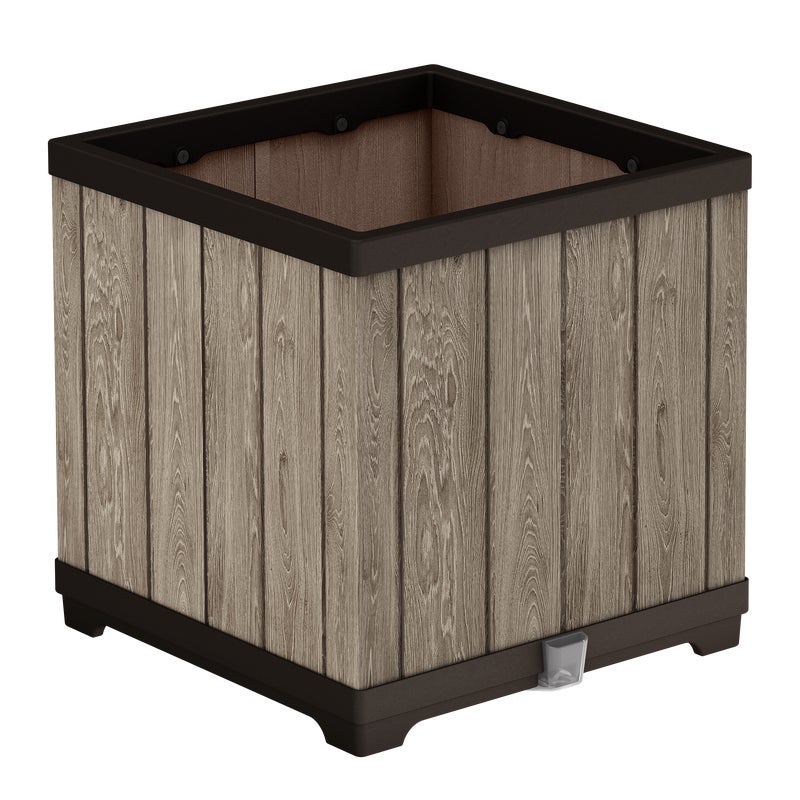 Donica plastikowa Deco Ashwood 45.5x45.5x45.5 cm brązowa Keter