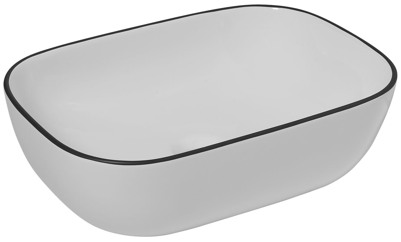 Umywalka ceramiczna nablatowa Menza Glossy White with Black Edge 48x39 cm