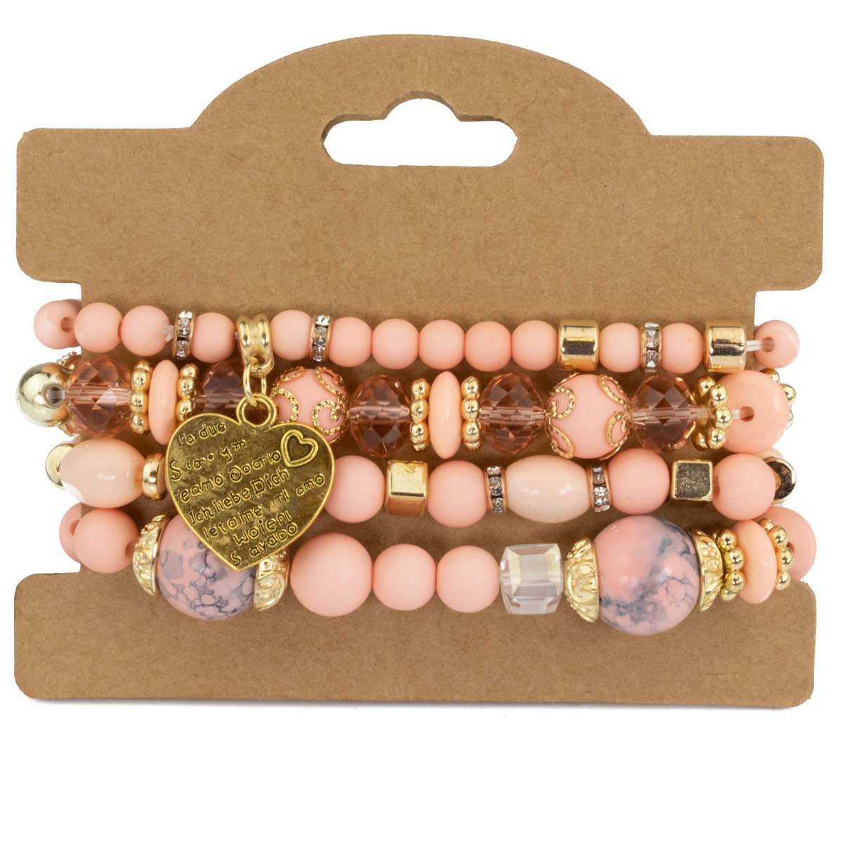 BRANSOLETKI damskie ZESTAW koraliki serce