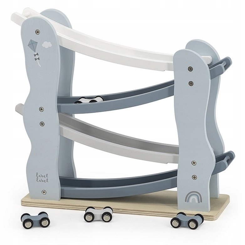 Label Label Zjeżdżalnia dla autek drewniana niebieska