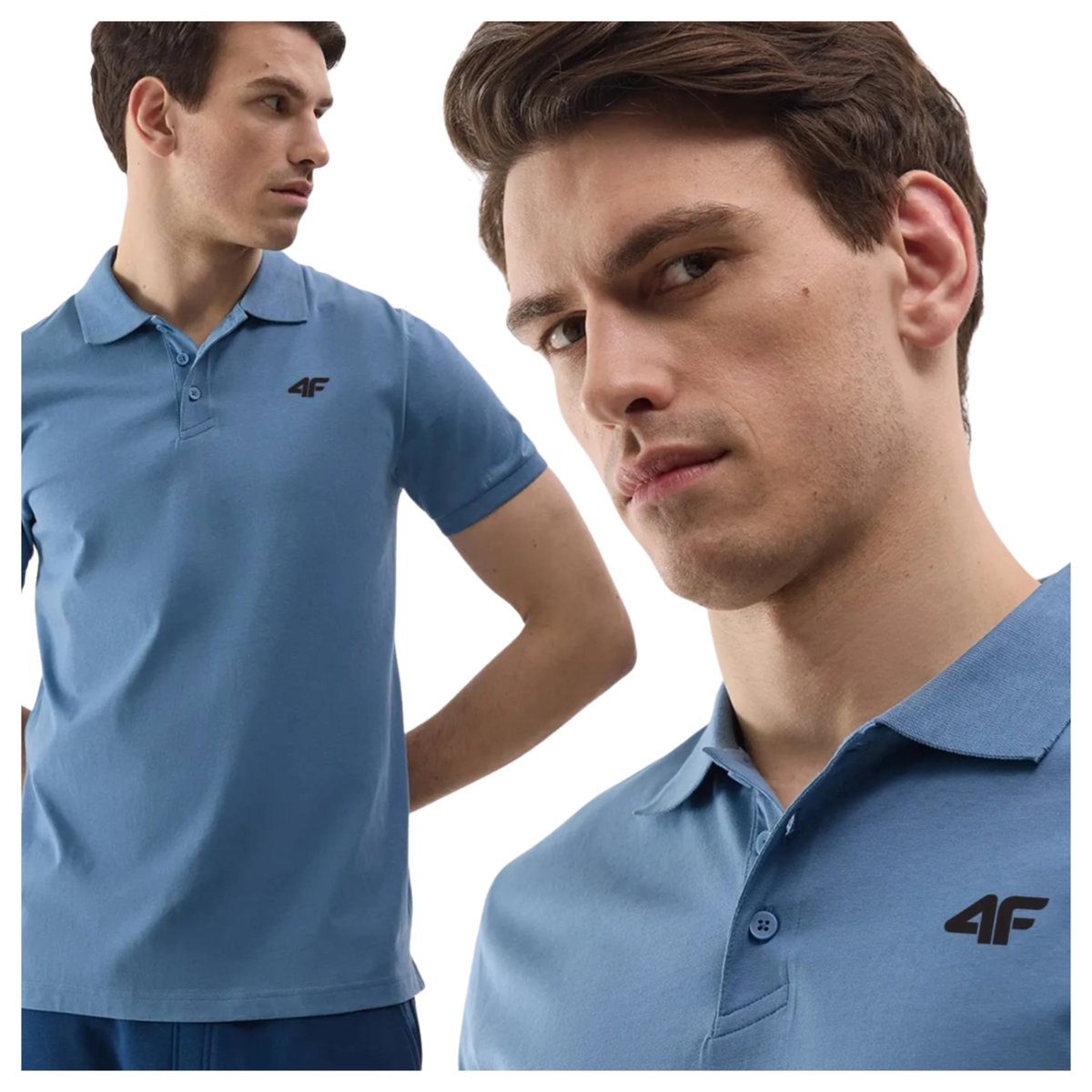 Koszulka polo męska 4F 4FWSS25TPTSM706-32S Niebieski Roz. XXL