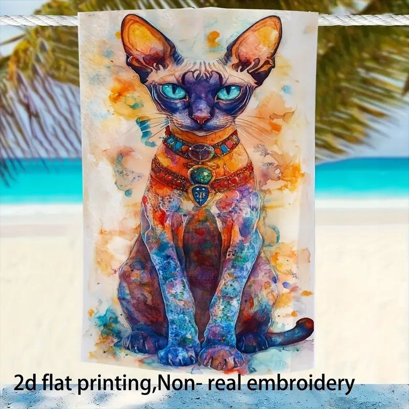 Ręcznik kolorowy kot SFINKS POP ART DECO BOHO 90x180 Plażowy Basen Wakacje