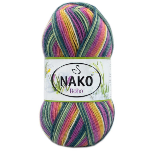 Włóczka skarpetkowa wełniana Nako Boho Desen kol. 82454