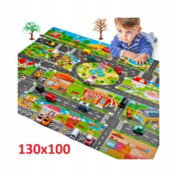 Mata edukacyjna do zabawy 130 x100, miasto, ulice, 1 szt.