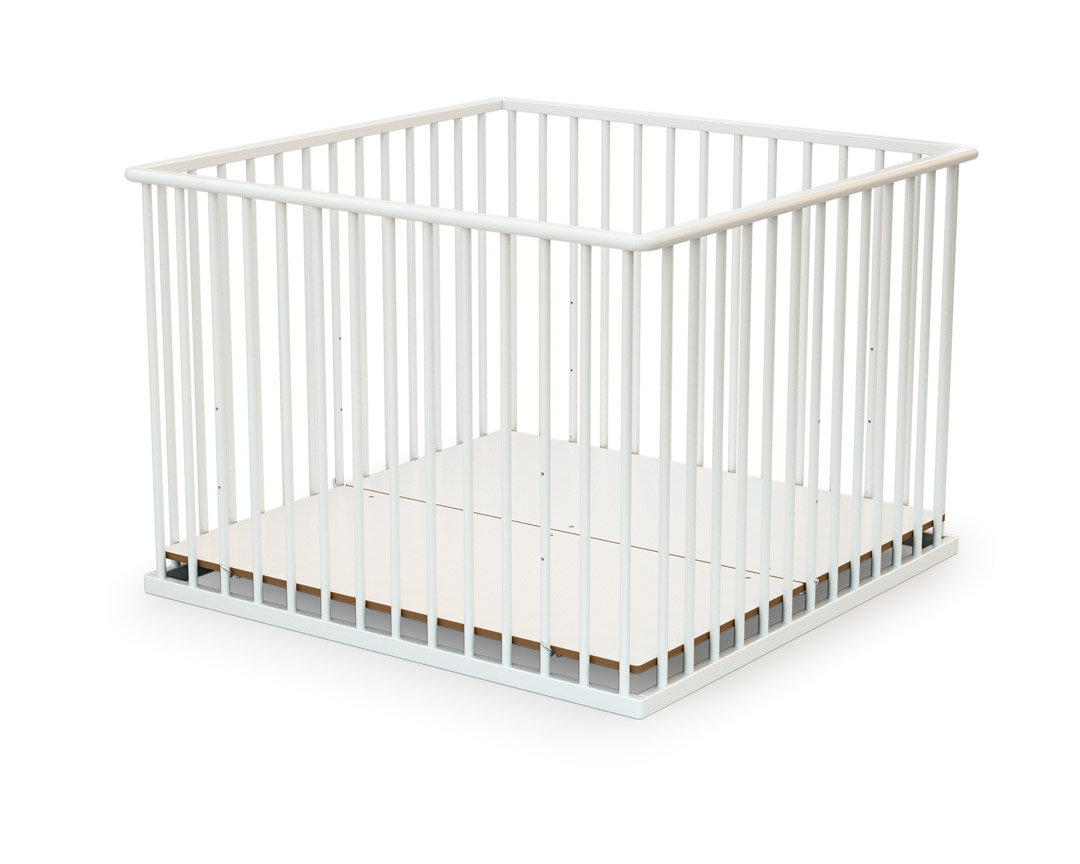 WEBABY - Drewniany kojec dla dziecka Biały 100 x 100 cm