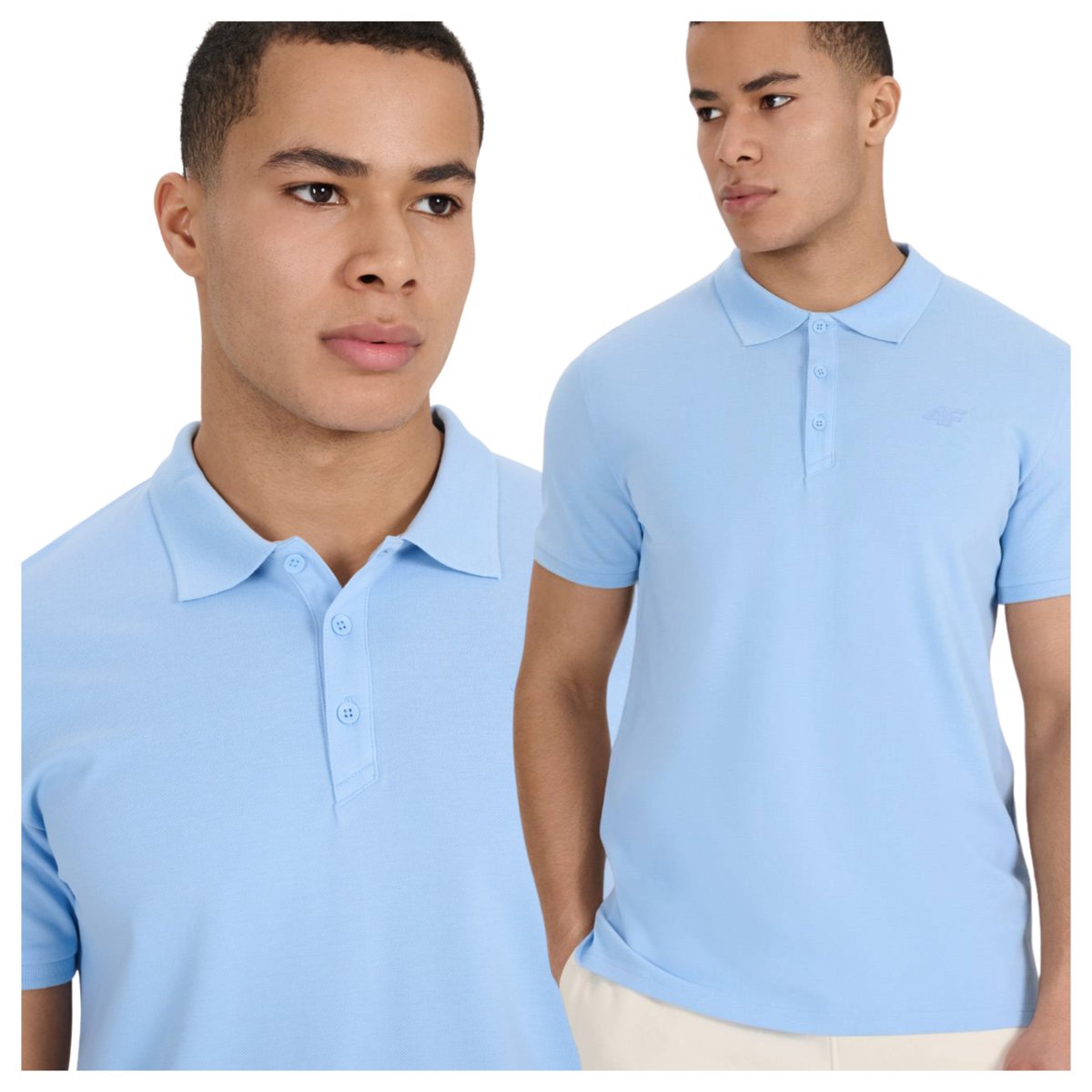 Koszulka polo męska 4F 4FWSS25TPTSM704-34S Niebieski Roz. 5XL