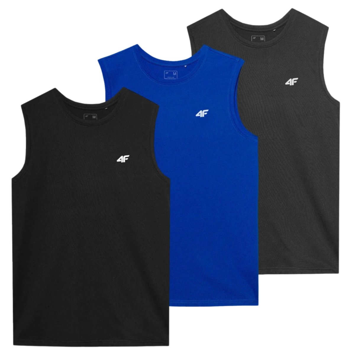 Koszulka bez rękawów męska (ZESTAW KOSZULEK 3 SZT.) 4F 4FWSS25TSLEM288-90S Wielokolorowy Roz. XL