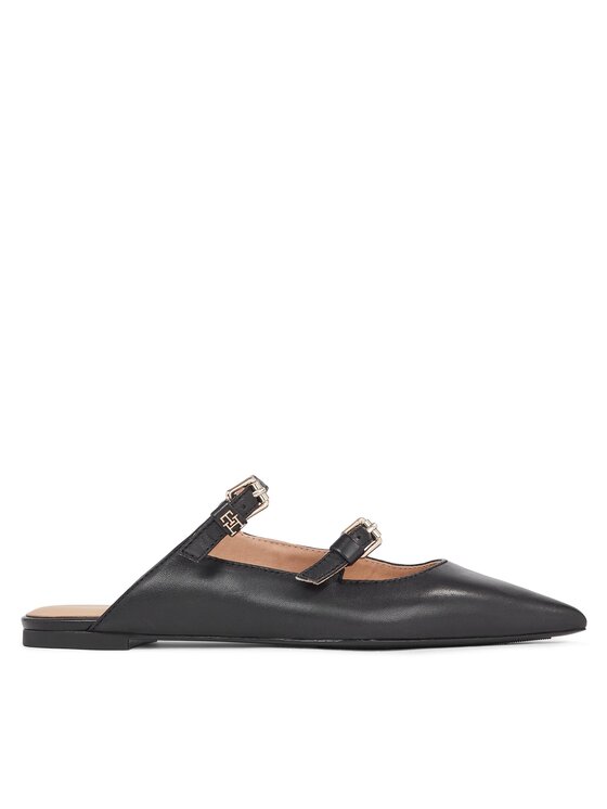 Tommy Hilfiger Klapki Th Pointy Leather Mule FW0FW07722 Czarny