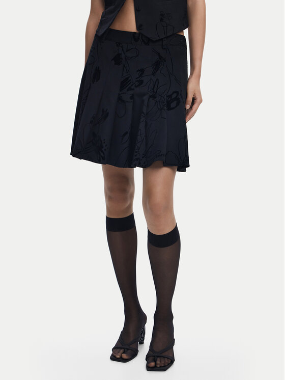 Desigual Spódnica mini Flock 25WWFW10 Czarny Regular Fit